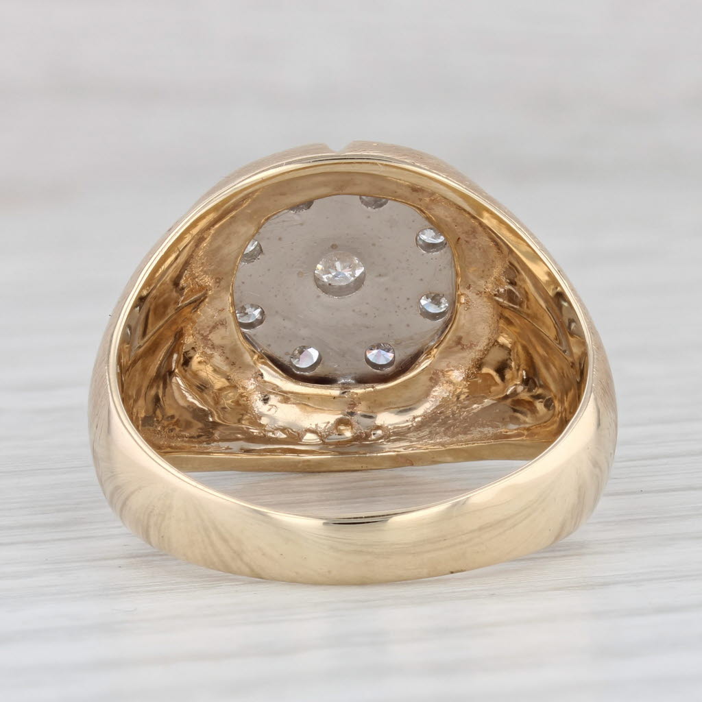 Light Gray 0.46ctw Diamond Cluster Men's Ring Belcher Setting 10k Yellow Gold Size 12.5