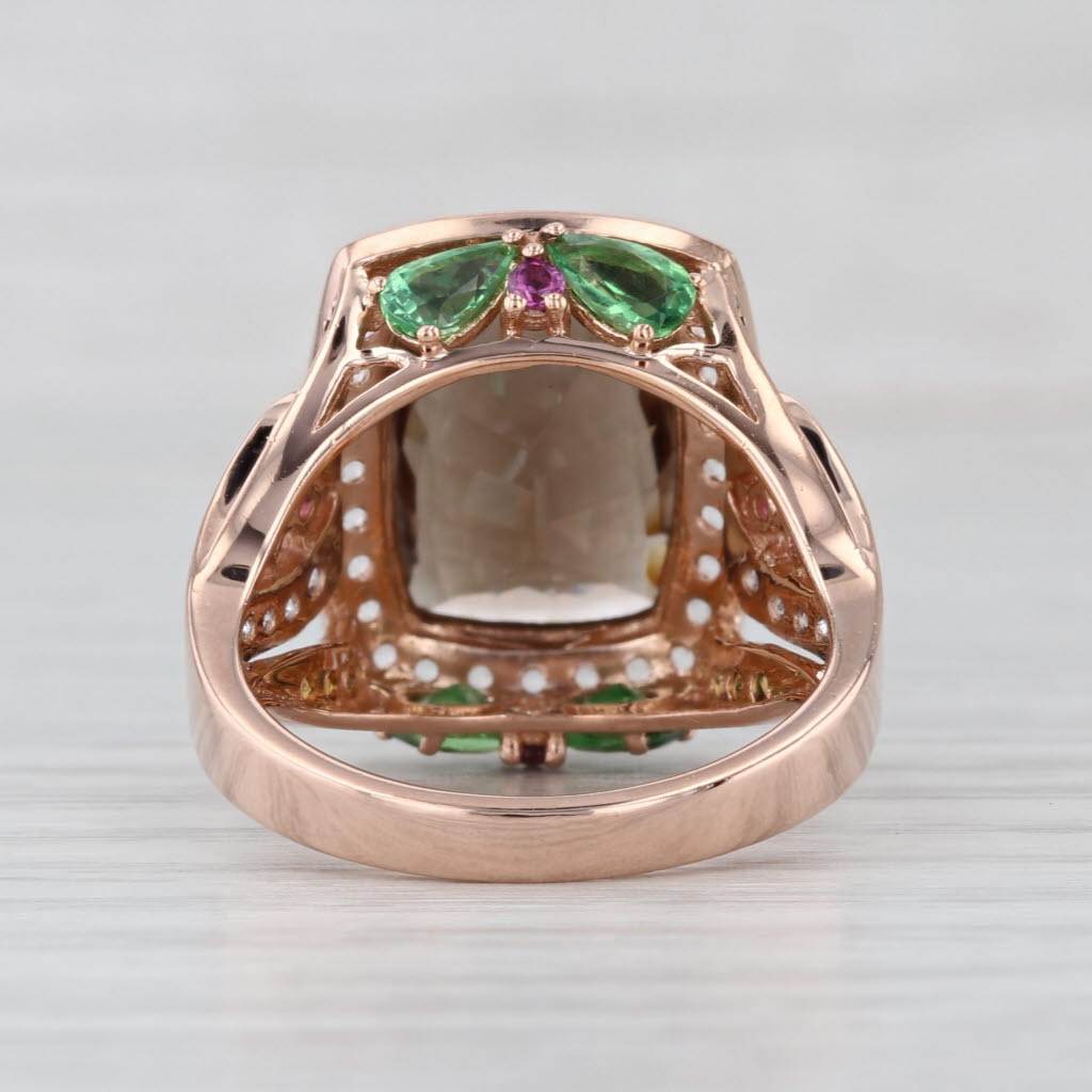 Le Vian 8.37ctw Smoky Quartz Topaz Citrine Tsavorite Garnet Ring 14k Rose Gold