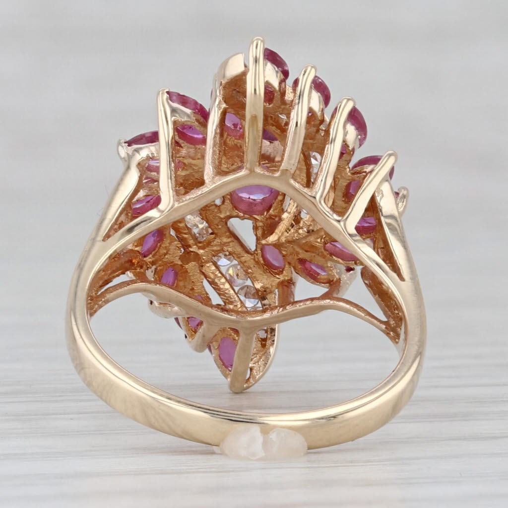 Gray 2.21ctw Ruby Diamond Bypass Ring 10k Yellow Gold Size 6.5 Cocktail Cluster