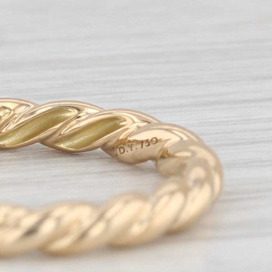 Light Gray David Yurman Gold Cable Ring 18k Yellow Gold Size 5 Stackable Band Box Cloth