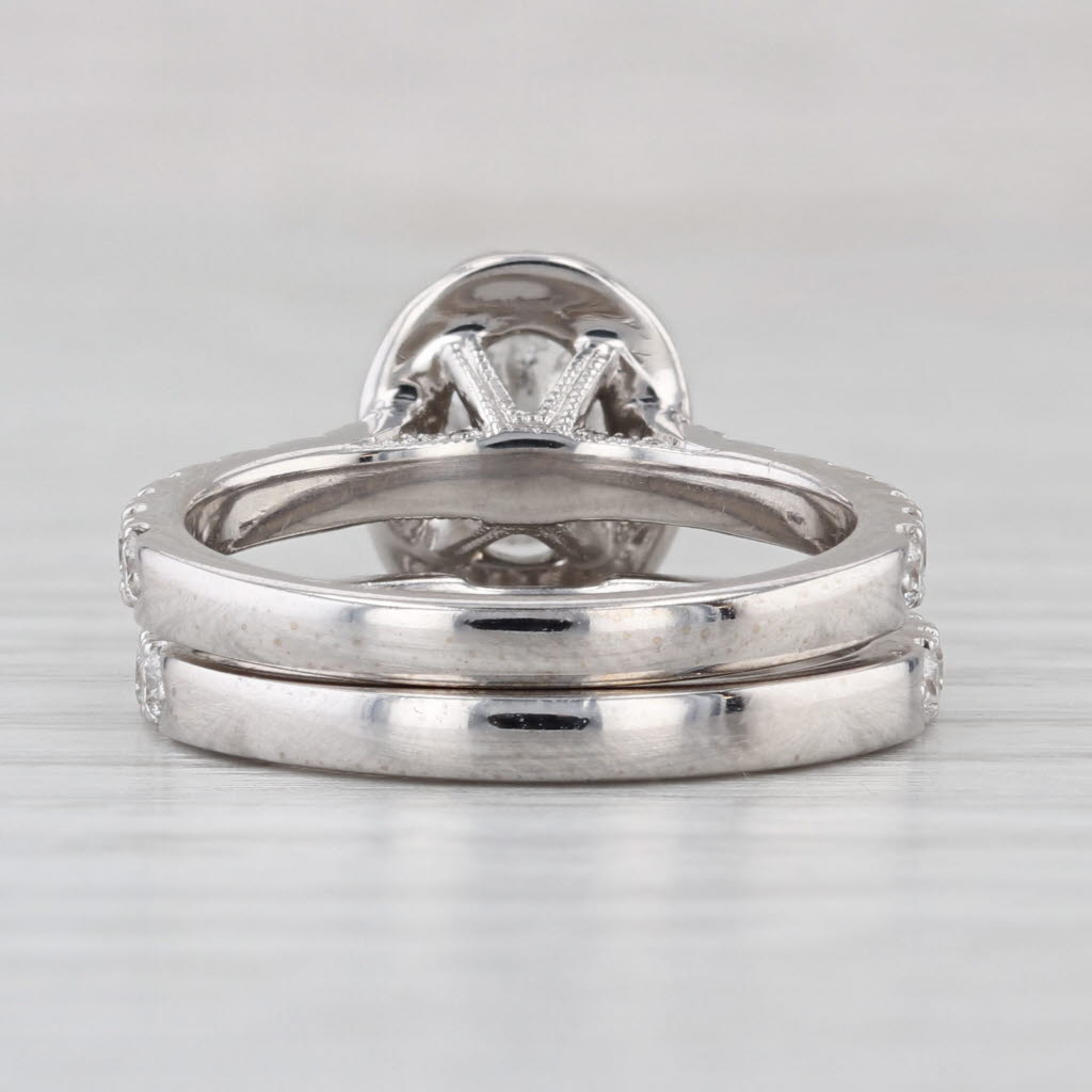 Neil Lane Diamond Halo Engagement Ring Wedding Band Bridal Set 14k White Gold