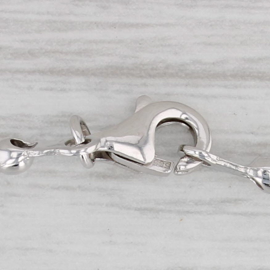 Gray Pearl Bead Station Necklace 14k White Gold 15.5" 4mm Lobster Clasp