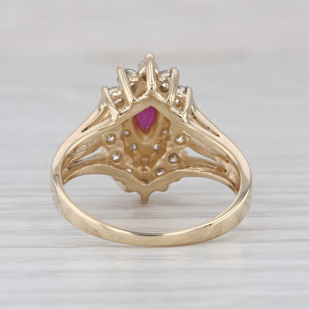 1.10ctw Marquise Ruby Diamond Halo Ring 14k Yellow Gold Size 7.75