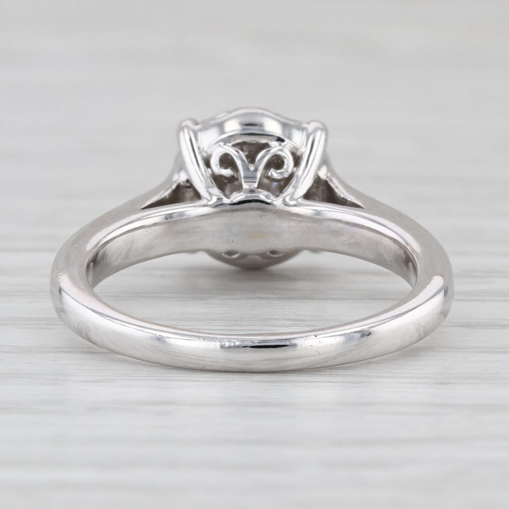 0.96ctw Diamond Cluster Engagement Ring 14k White Gold Size 7.5 Cathedral Band