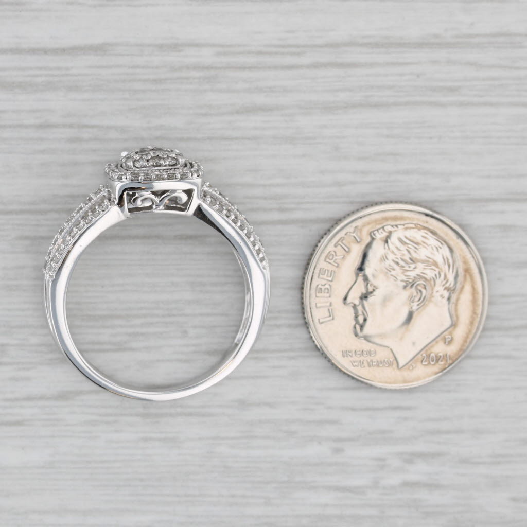 Gray 0.40ctw Diamond Cluster Halo Engagement Ring 10k White Gold Size 7