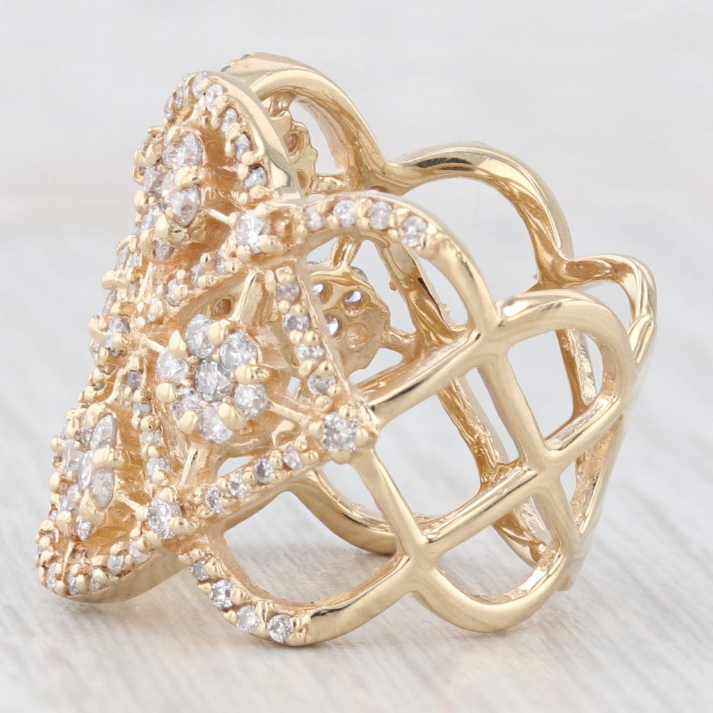 Light Gray 2.78ctw Diamond Clusters Openwork Ring 14k Yellow Gold Size 6.5 Cocktail