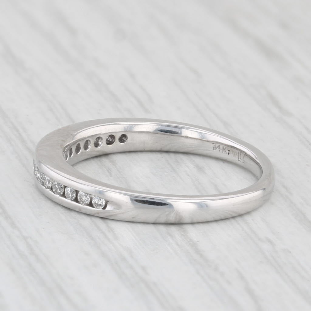Light Gray 0.12ctw Diamond Women's Wedding Band 14k White Gold Size 5.5 Stackable Ring