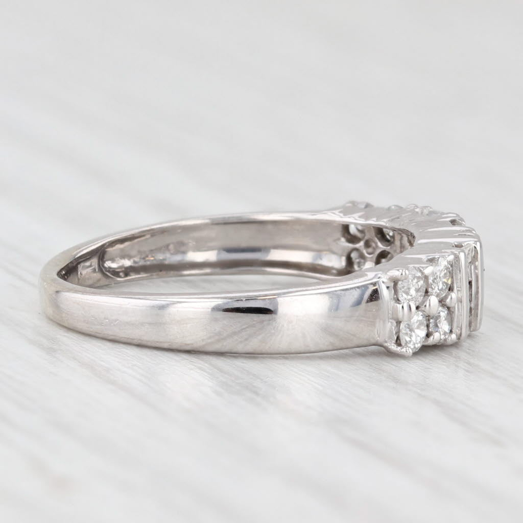Light Gray 0.38ctw Diamond Wedding Band 14k White Gold Size 5.5 Stackable Anniversary Ring