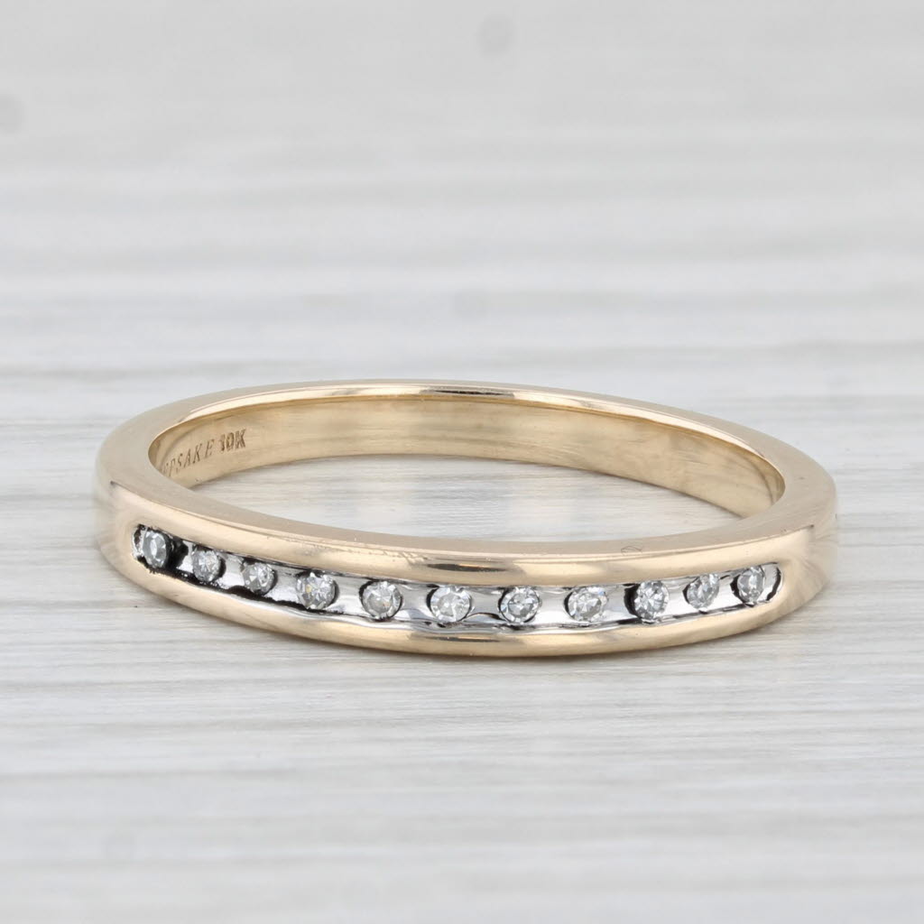 Light Gray Diamond Wedding Band 10k Yellow Gold Stackable Ring Size 7
