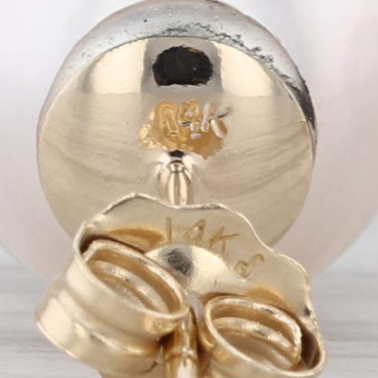 9.2-9.3mm Pearl Stud Earrings 14k Yellow Gold Round Bead Studs