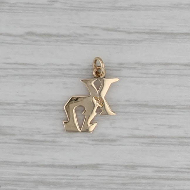 Chi Omega Sorority Lavalier Charm Pendant 10k Yellow Gold Greek Letters