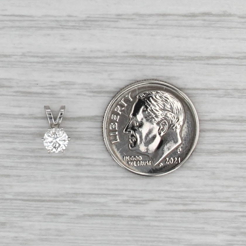 New 0.31ct Diamond Solitaire Pendant 14k White Gold 6 Prong Small Round Drop