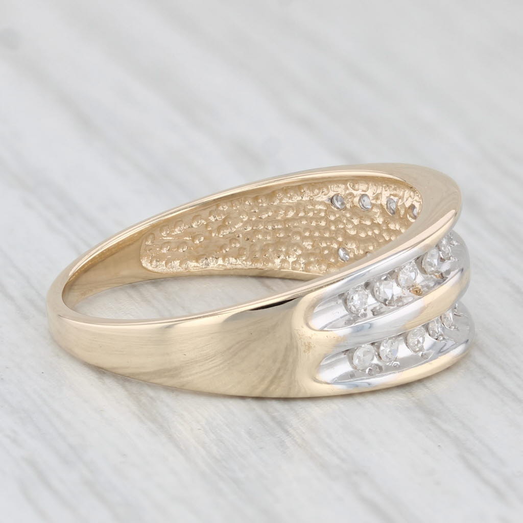 Light Gray 0.18ctw Diamond Wedding Band 10k Yellow Gold Size 7 Stackable Ring