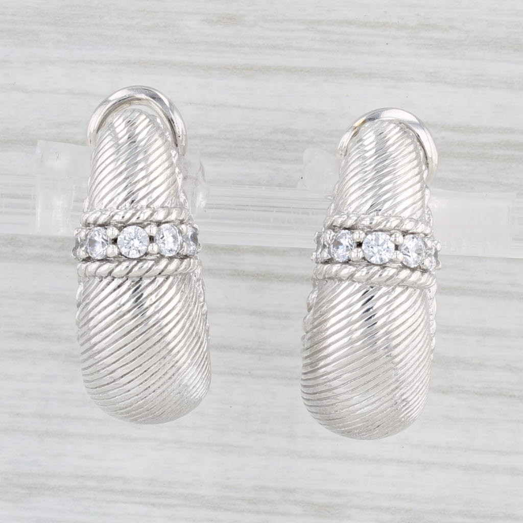 Light Gray 0.30ctw Cubic Zirconia Drop Earrings Sterling Silver Omega Backs Judith Ripka