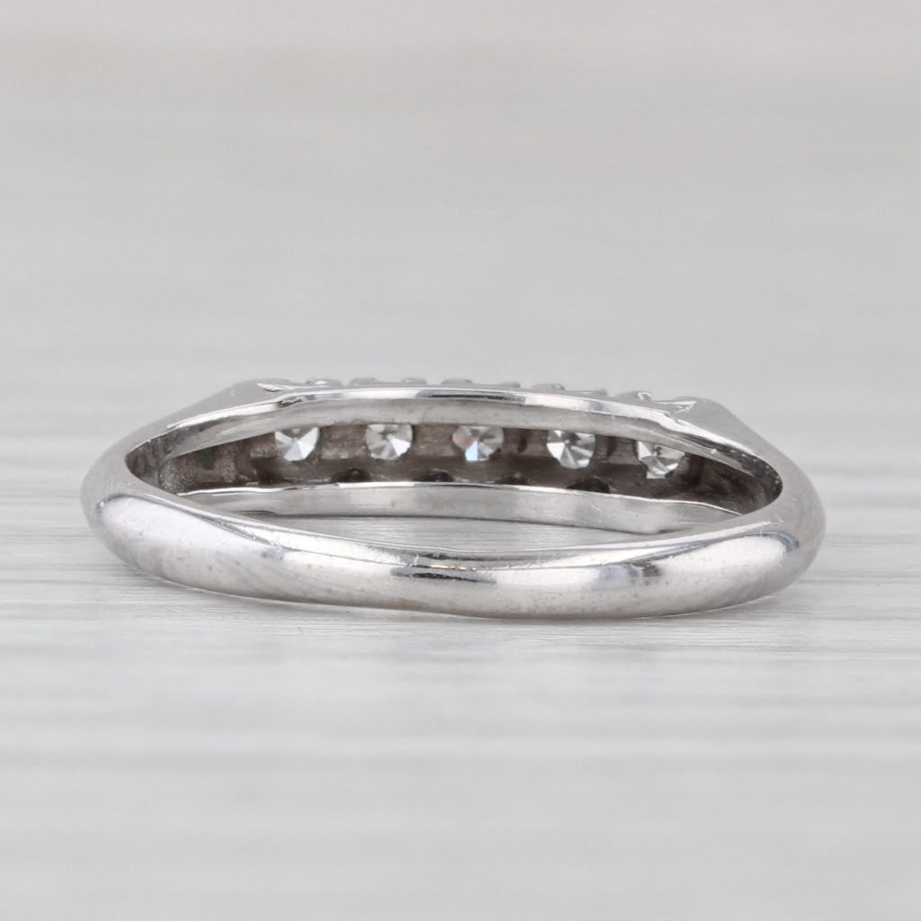 Light Gray Vintage 0.10ctw Diamond Wedding Band 14k White Gold Size 6 Stackable Ring