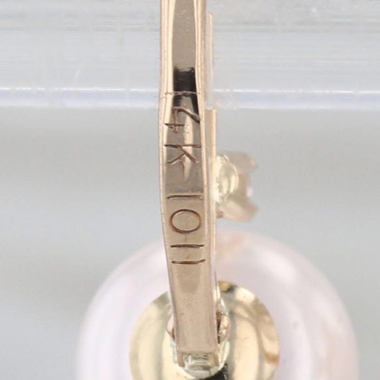 Freshwater Cultured Button Pearl Diamond Drop Earrings 14k Gold Lever Backs