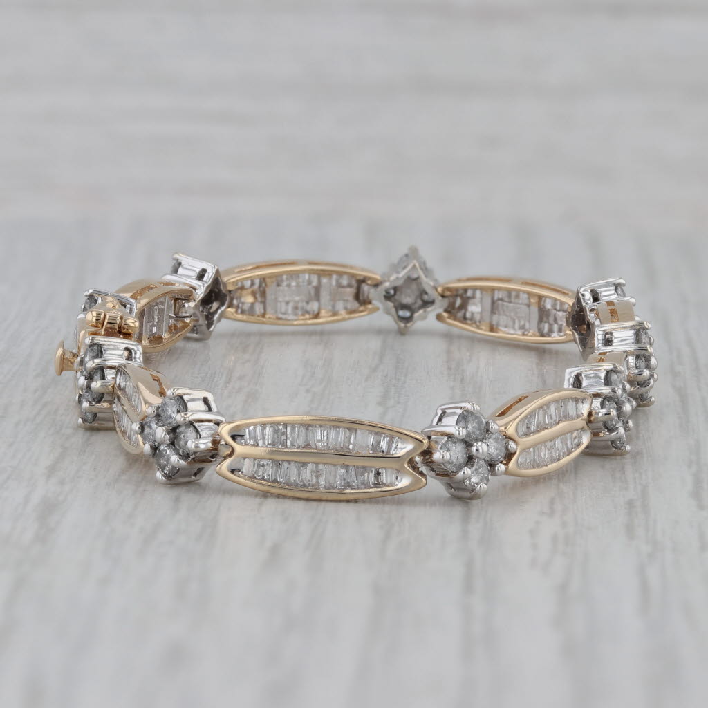Gray 7" 5.70ctw Diamond Tennis Bracelet 14k White Yellow Gold 7.4mm