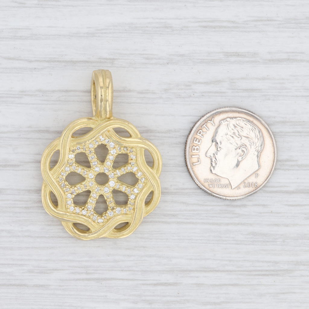 Slane & Slane Fenestra 0.25ctw Diamond Flower Enhancer Pendant 18k Yellow Gold