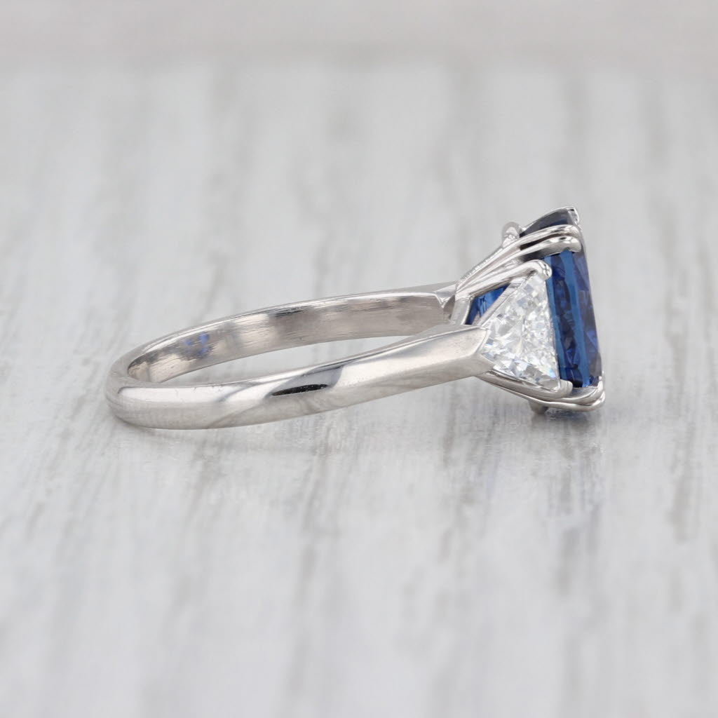 GIA 5.36ctw Oval Blue Sapphire Diamond Ring 950 Platinum Size 6.5 Engagement