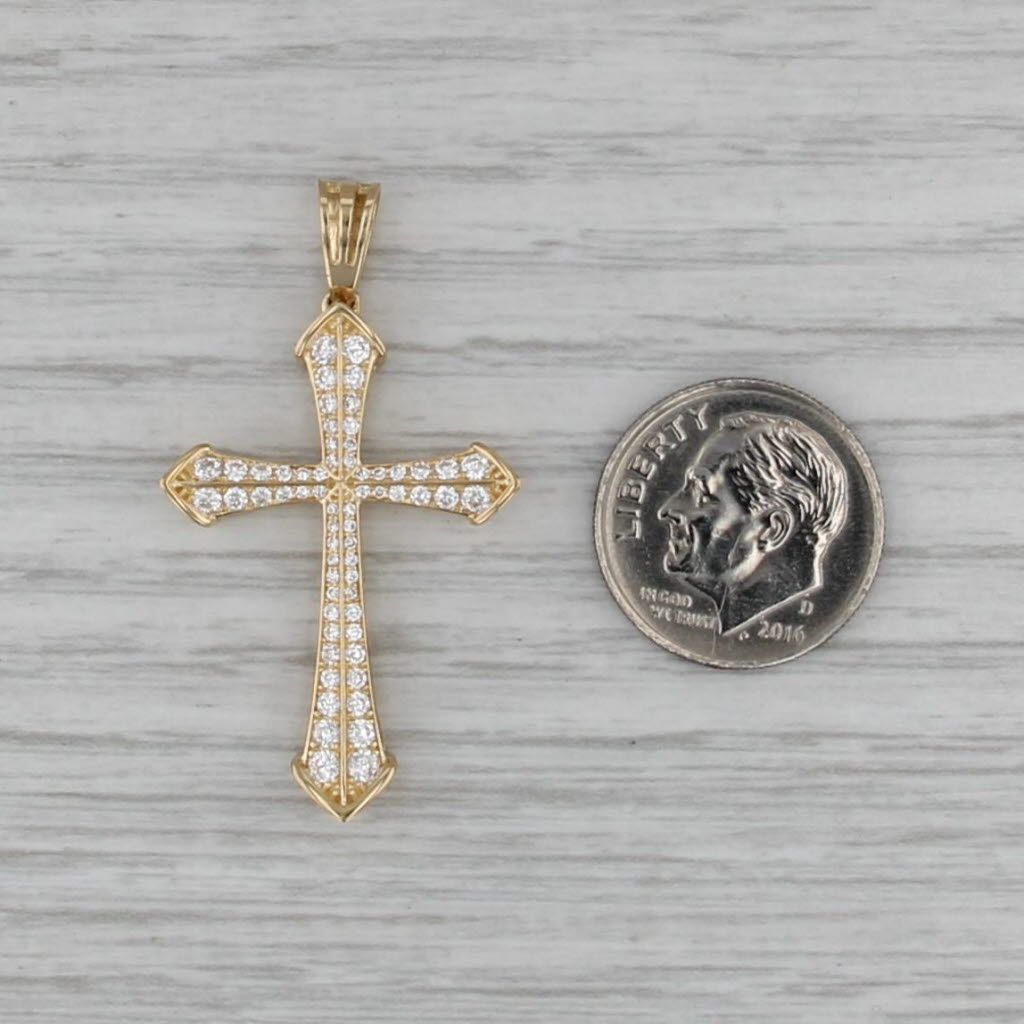 0.40ctw Cubic Zirconia Tapering Cross Pendant 18k Yellow Gold