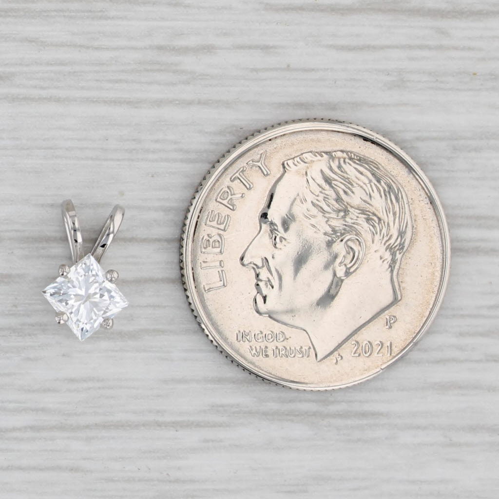 Gray New 0.52ct Princess Diamond Solitaire Pendant 14k White Gold IGI