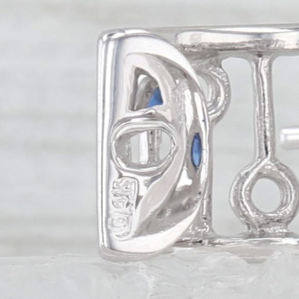 0.60ctw Diamond Blue Sapphire Hoop Earrings 14k White Gold Hinged Hoops