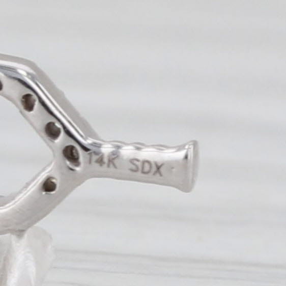 New Small Diamond Pickleball Ping Pong Paddle Charm 14k White Gold Pendant