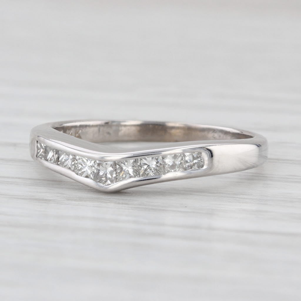 0.42ctw Diamond Contoured Wedding Band 14k White Gold Stackable Anniversary