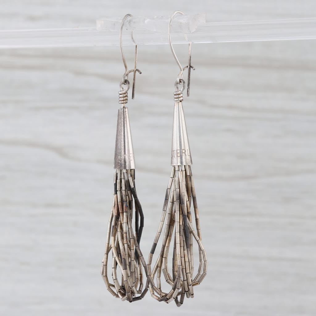 Vintage Liquid Silver Dangle Earrings Sterling Silver Hook Posts