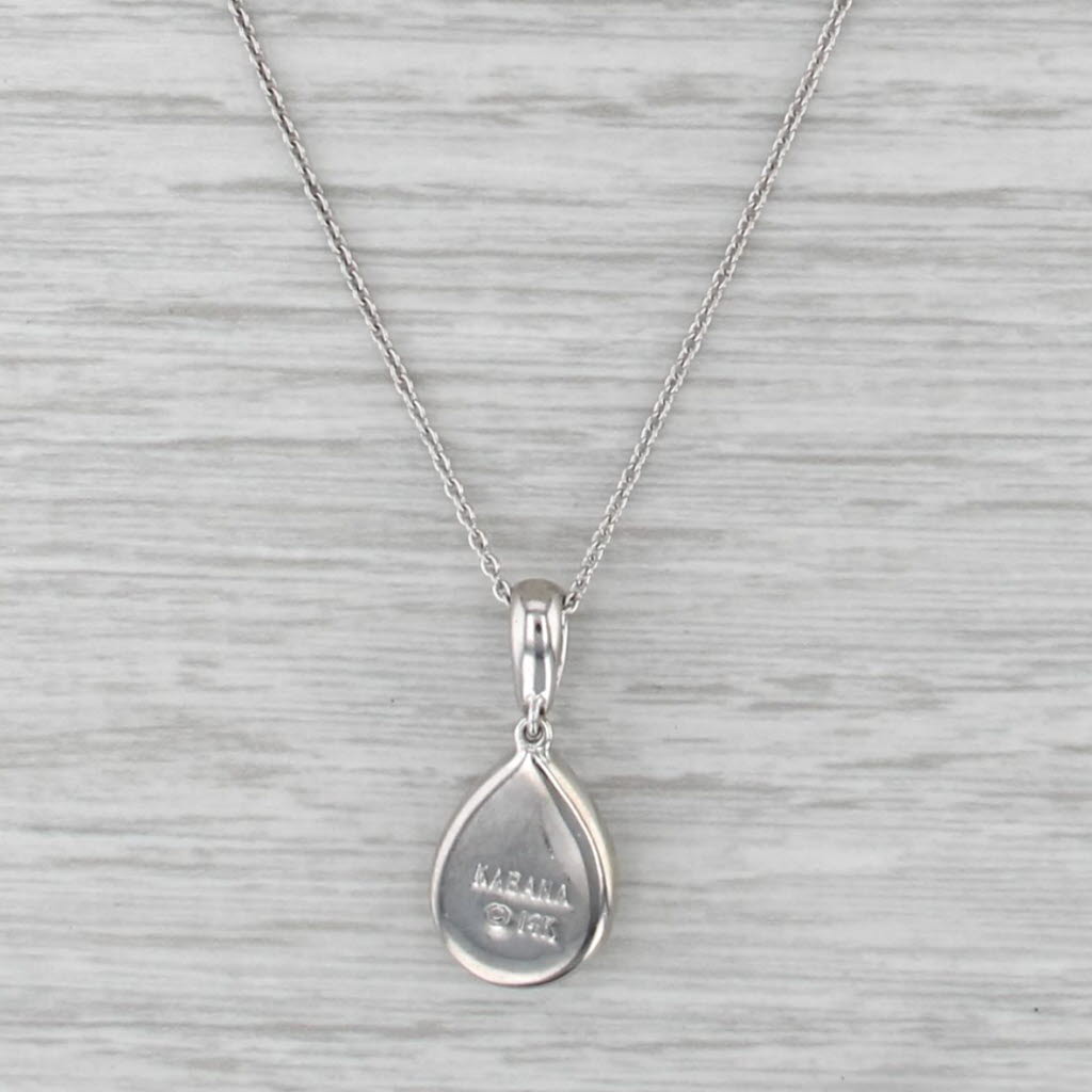 Kabana Mother of Pearl Mosaic Diamond Pendant Necklace 14k White Gold 17"