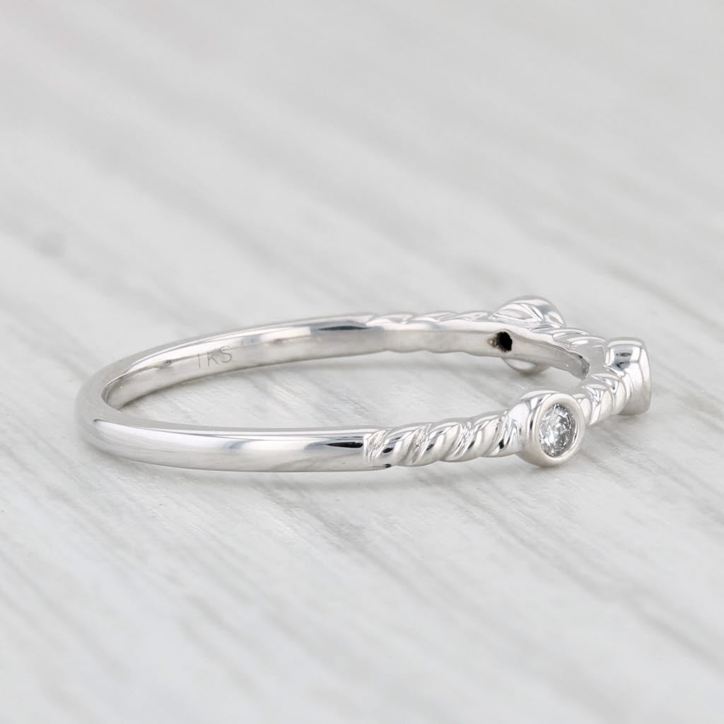 Light Gray Diamond 3-Stone Stackable Ring 10k White Gold Size 7 Wedding Band