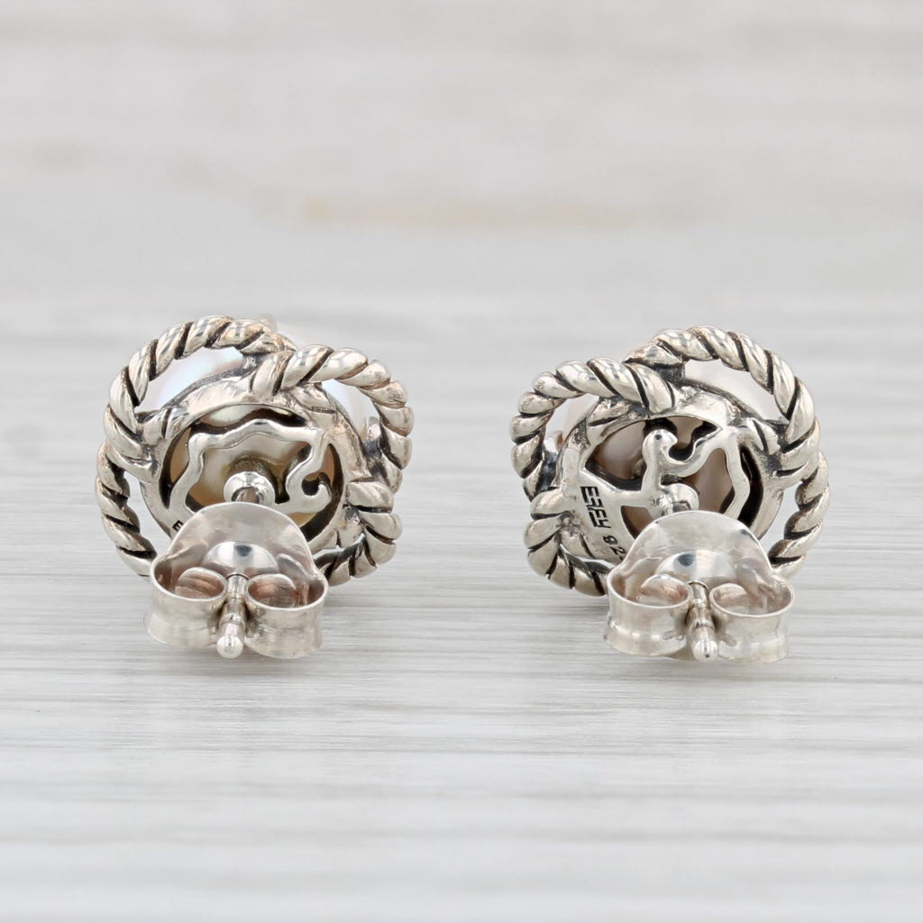 Light Gray Effy Cultured Pearl Stud Earrings with Box Sterling Silver
