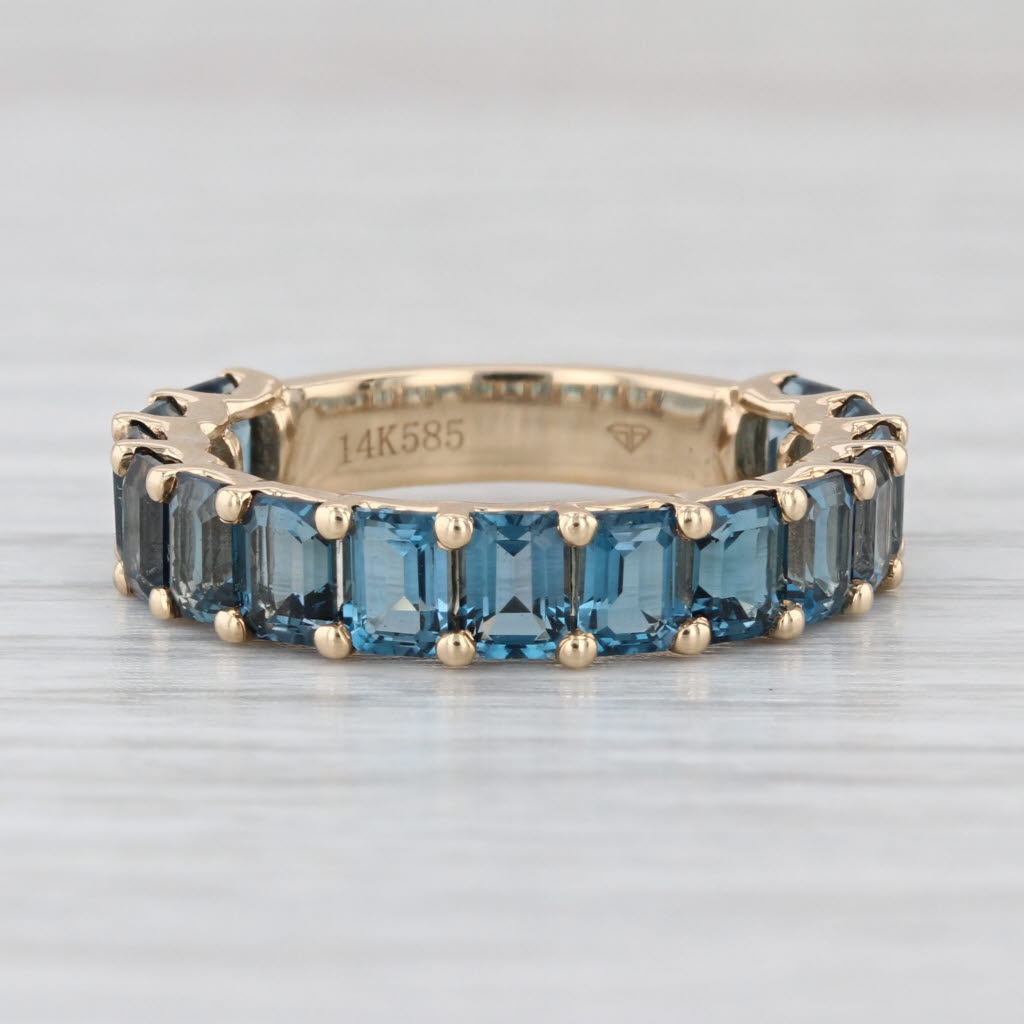 3.40ctw Blue Topaz Ring 14k Yellow Gold Size 6.25 Stackable Band Anniversary