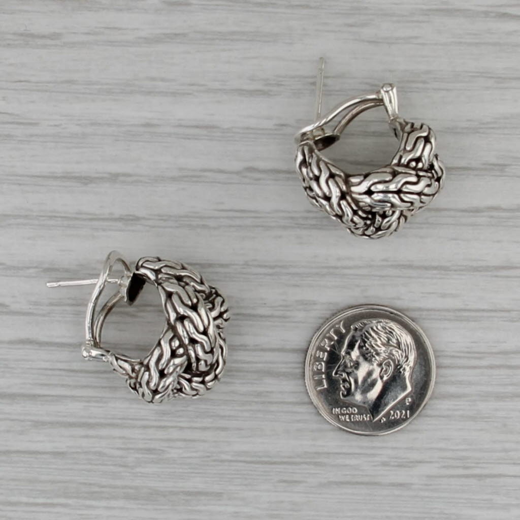 John Hardy Knot Drop Earrings Sterling Silver Omega Backs
