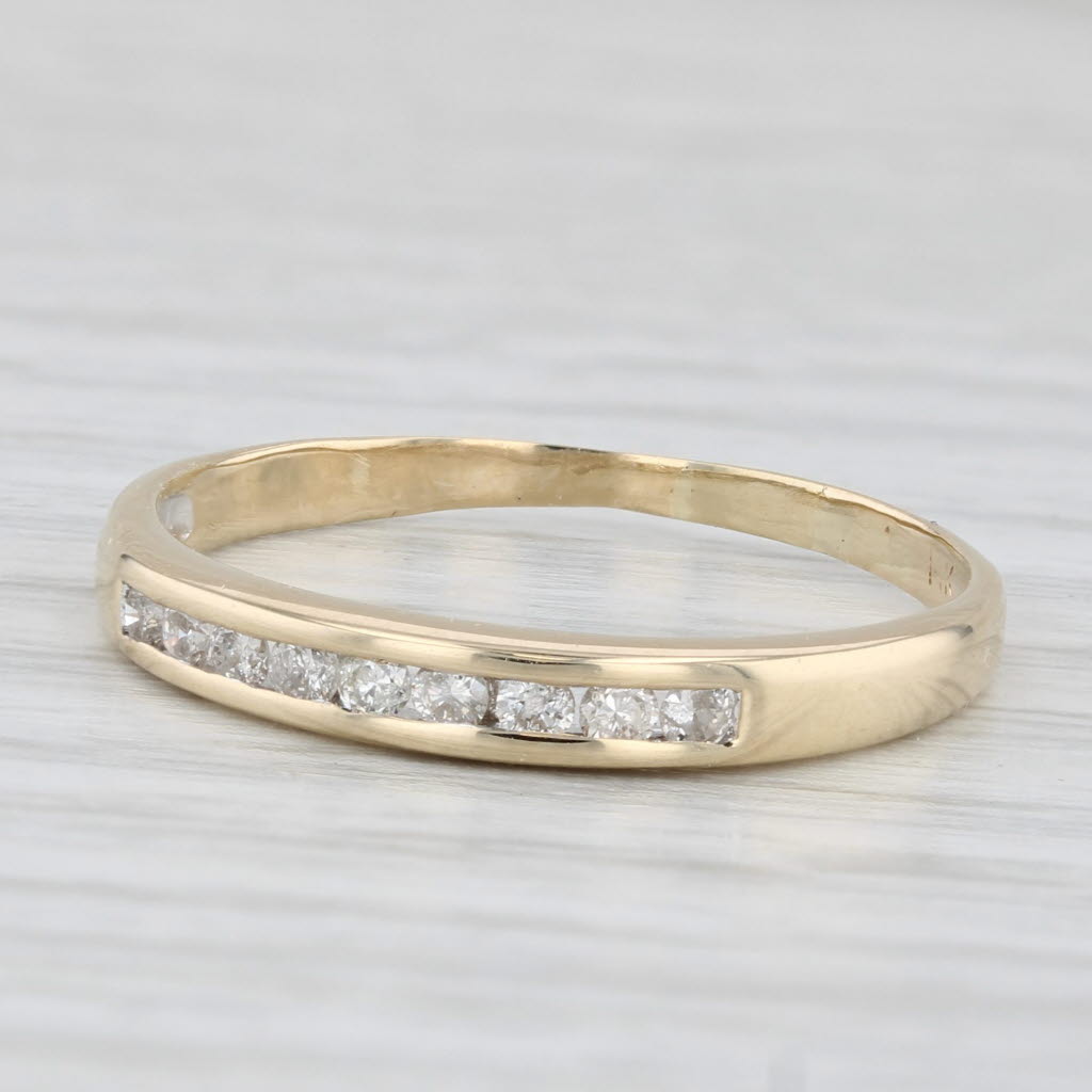 Light Gray 0.13ctw Diamond Wedding Band 14k Yellow Gold Size 8.25 Stackable Ring