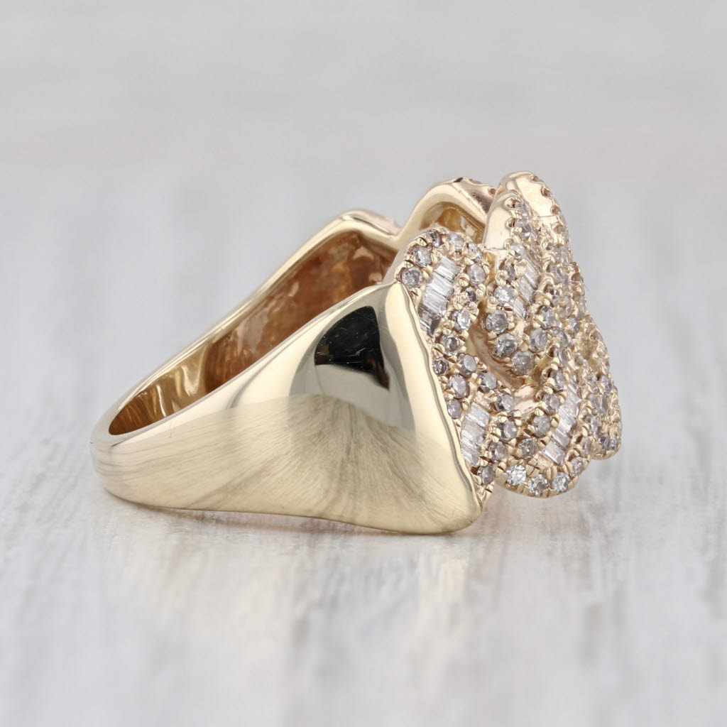 1.23ctw Diamond Crosshatch Woven Ring 10k Yellow Gold Size 10 Cocktail
