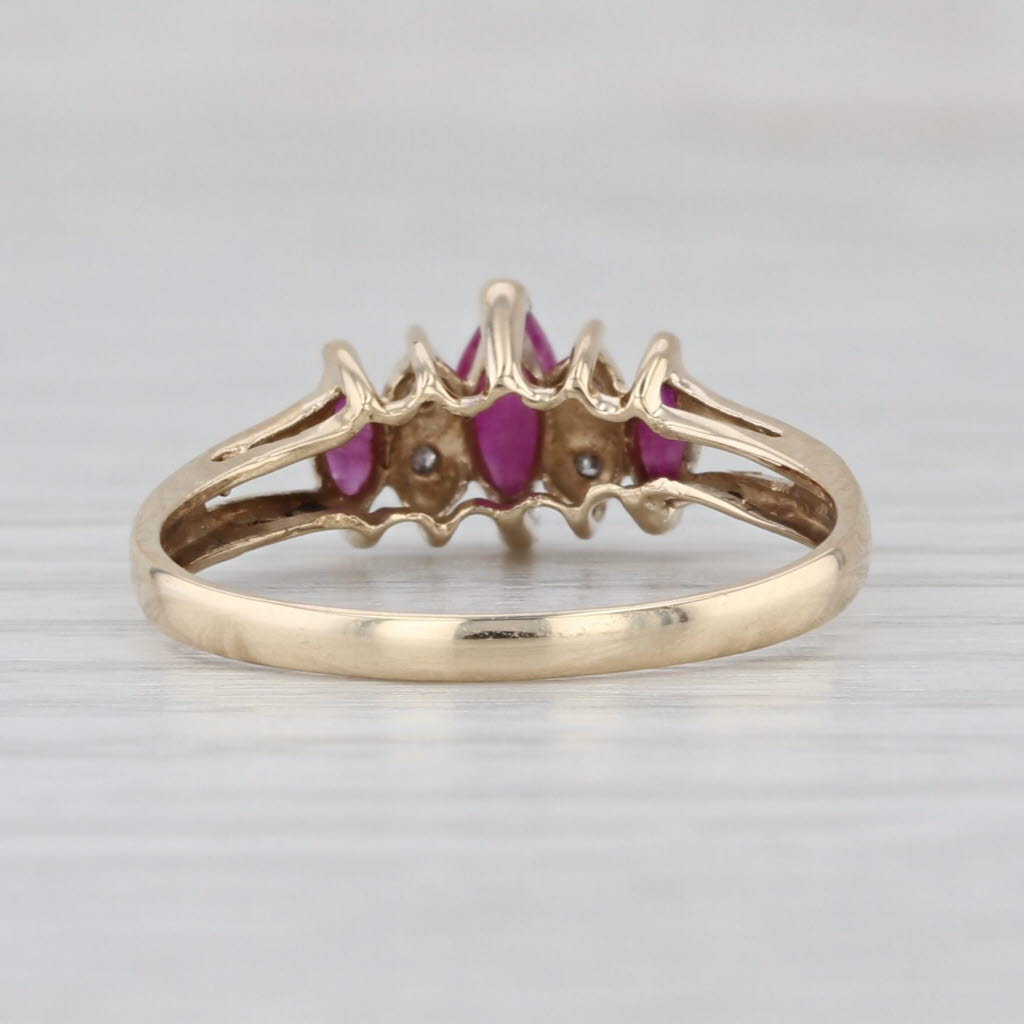 0.40ctw Ruby Marquise 3-Stone Diamond Ring 10k Yellow Gold Size 7