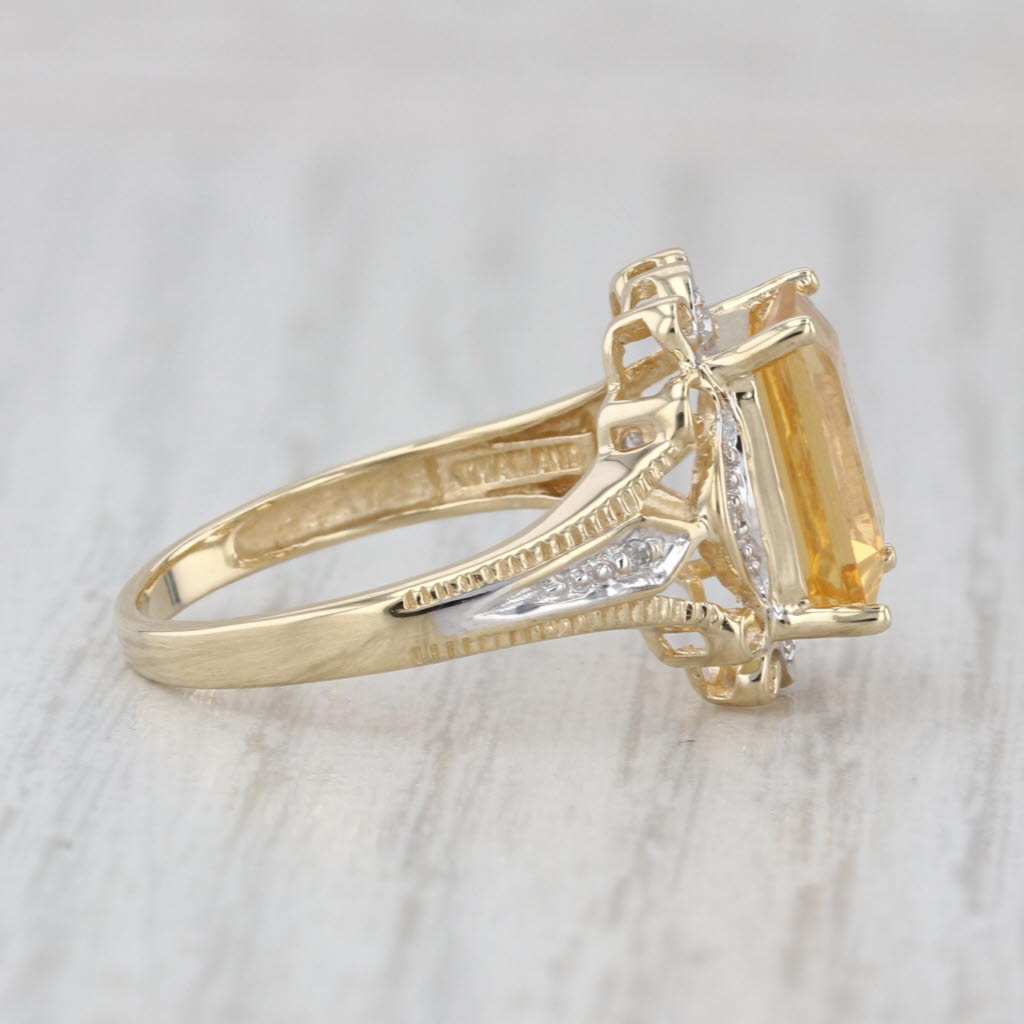 4.28ctw Yellow Citrine Diamond Halo Ring 10k Yellow Gold Size 8