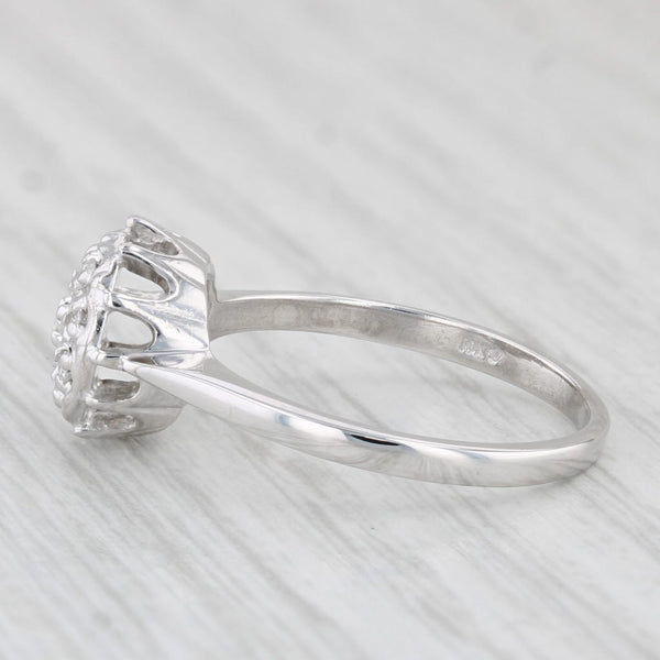 Vintage Diamond Cluster Engagement Ring 10k White Gold Size 7.75