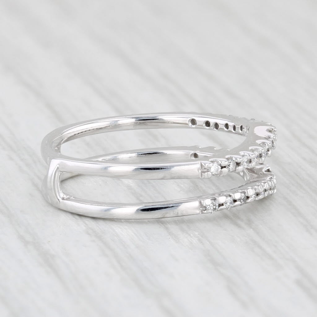 Light Gray Diamond Ring Jacket Guard 14k White Gold Size 5.25-5.5 Wedding Band