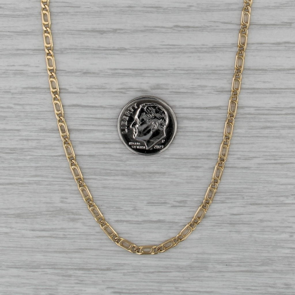 Vintage 20.5" 2.5mm Figaro Chain Necklace 18k Yellow Gold