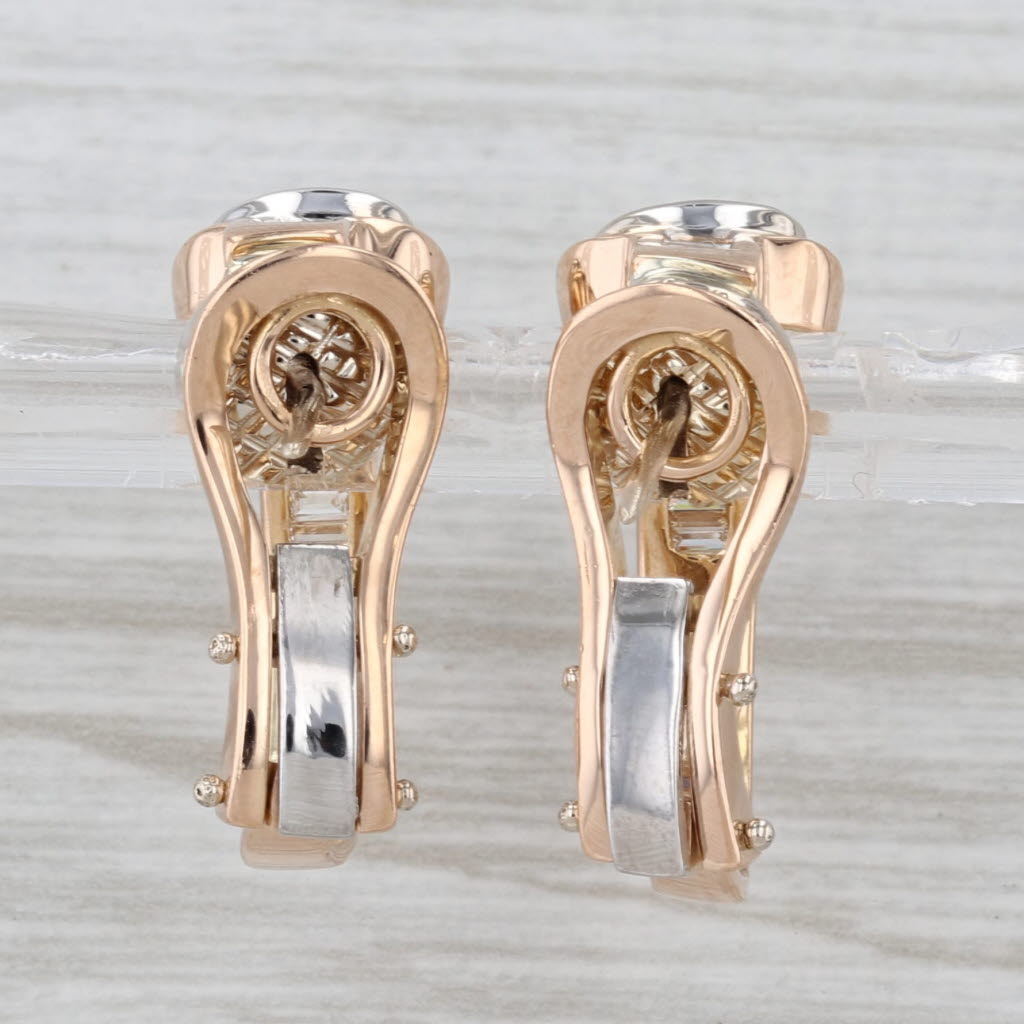 2.34ctw Blue Sapphire Diamond J-Hoop Hoop Earrings 18k Rose Gold Omega Backs