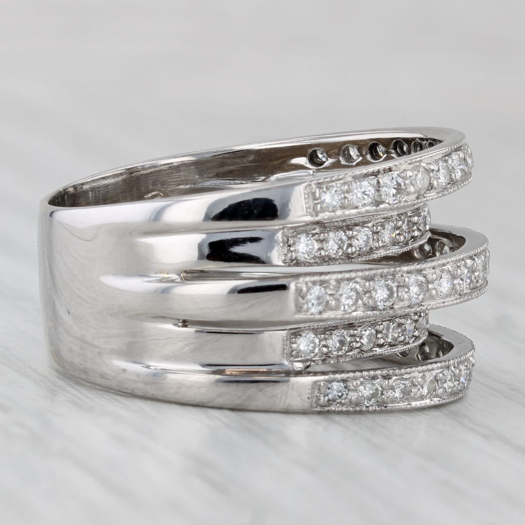 Gray 1.02ctw Diamond Multiband Ring 18k White Gold Size 8 Cocktail