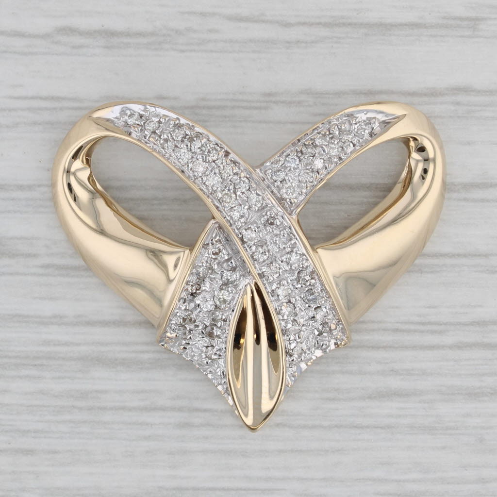 Gray 0.36ctw Diamond Heart Statement Pendant 14k Yellow Gold