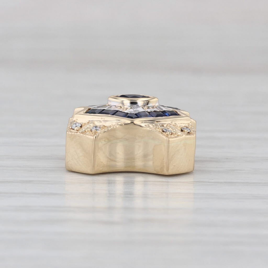 Joshua 0.34ctw Sapphire Diamond Slide Bracelet Charm 14k Yellow Gold Vintage