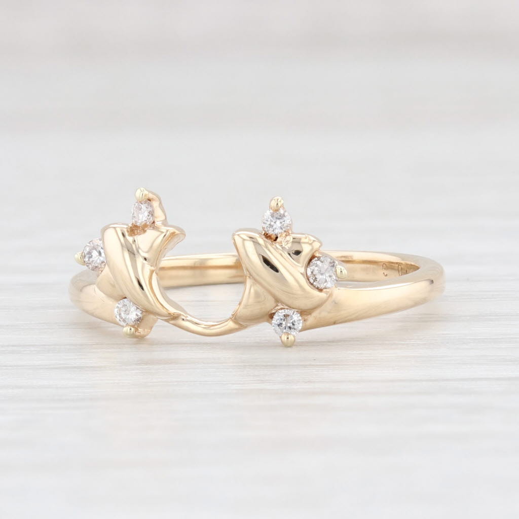 Light Gray Diamond Accented Ring Guard 14k Yellow Gold Stackable Wedding Band Size 7.25