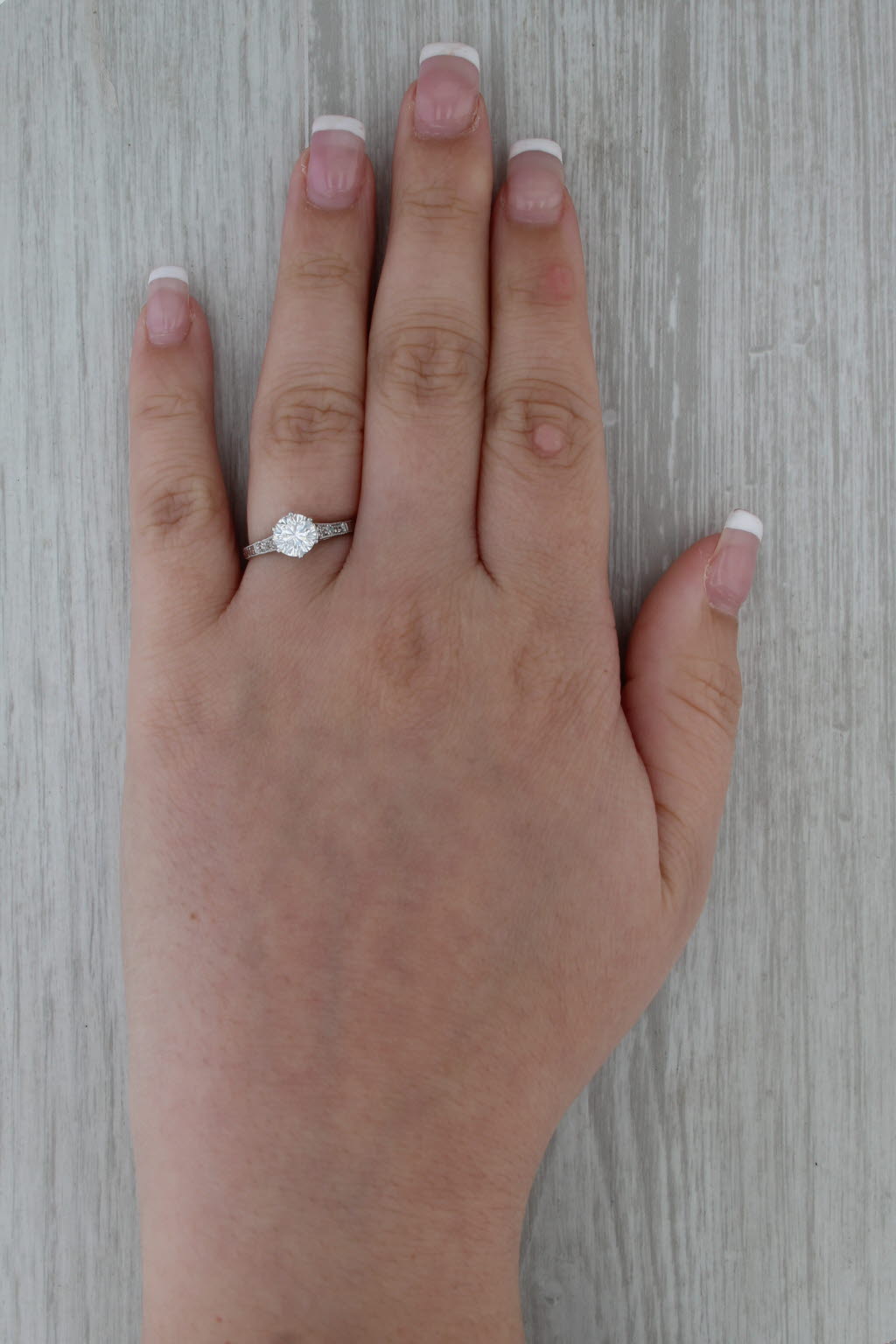 Antique 1.03ctw Round Brilliant Diamond Engagement Ring 900 Platinum Size 7.25