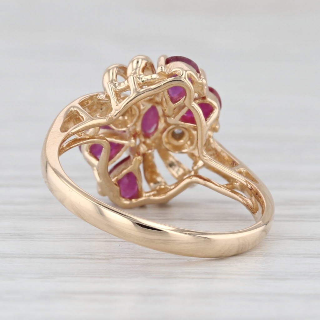 1.02ctw Ruby Cluster Diamond Ring 14k Yellow Gold Size 6.25