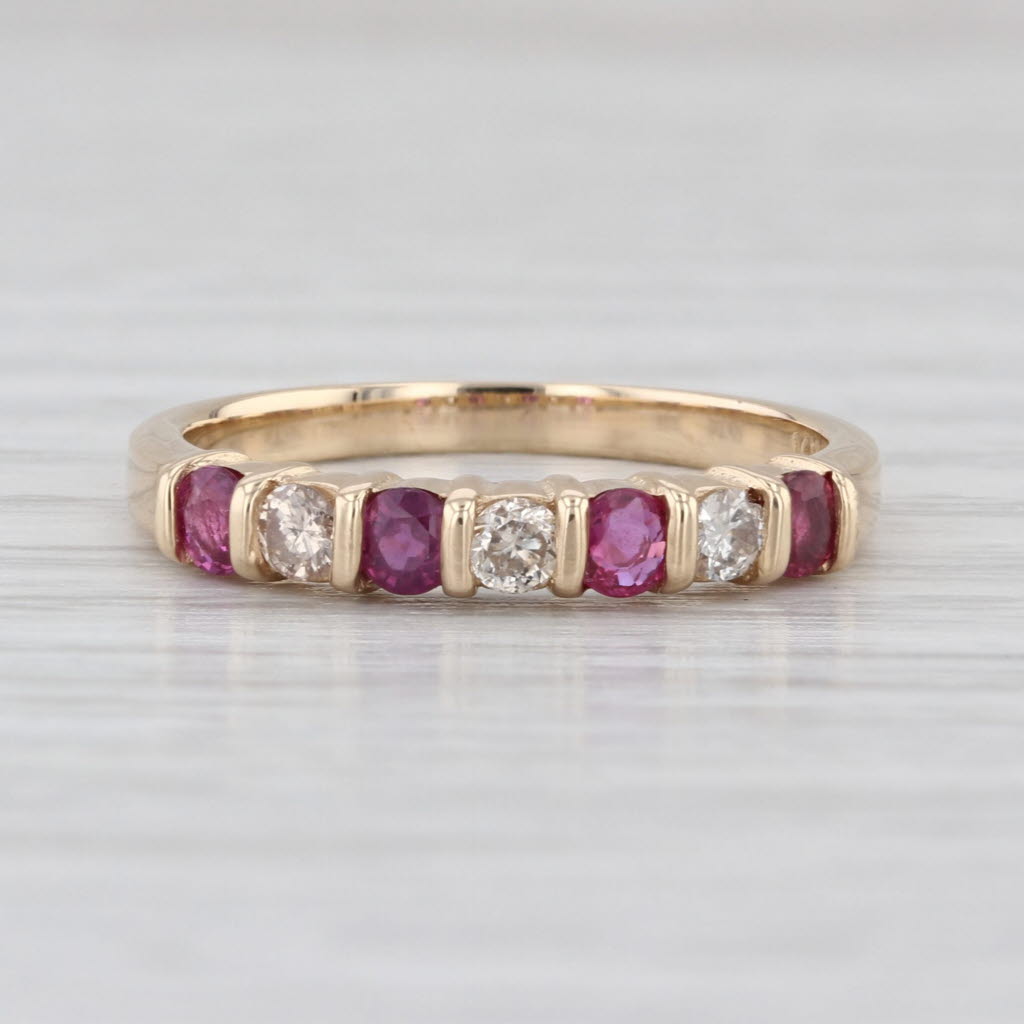 0.48ctw Ruby Diamond Stackable Ring 14k Yellow Gold Size 6.5 Bridal