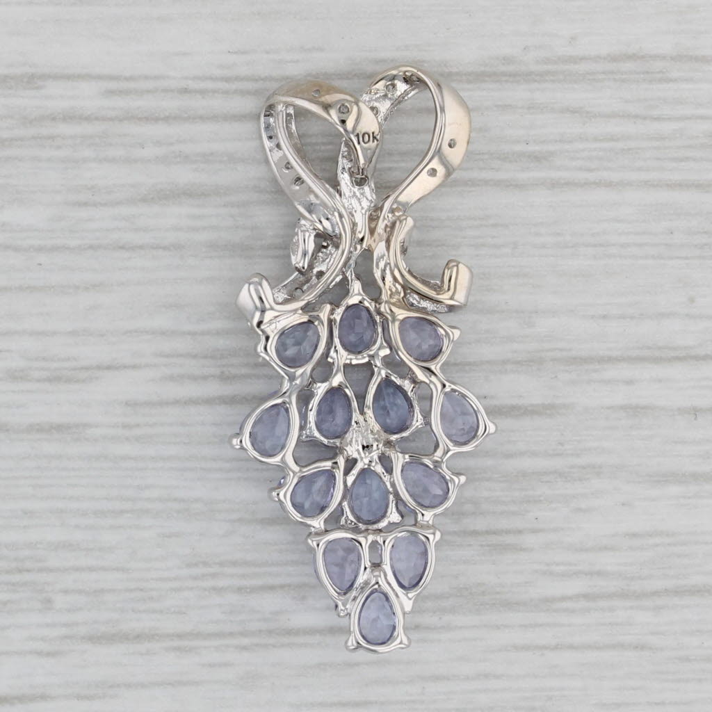 Gray 2.10ctw Tanzanite Diamond Cluster Pendant 10k White Gold